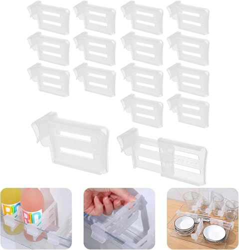 ChAusa 16 Pezzi Organizer Frigorifero Divisorio per Frigorifero Organizer Cucina Frigo per Frigorifero Organizzatori Regolabili,Fermabottiglie Frigorifero Divisore (Trasparente)