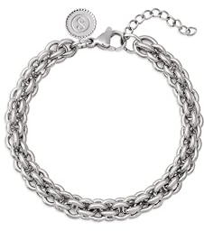 SINGULARU - Bracelet Big Rope. Acier. Chaîne maxi avec maillons. Longueur : 17 cm + 3 cm d'extension. Bijoux pour Femme
