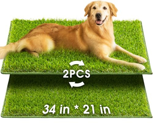 Hompet künstliches Gras für Hunde, 86×54 cm, leicht zu reinigen mit Entwässerungslöchern, Töpfchen -Trainingspad und Ersatz gefälschter Grasgeruch, Rasendekoration im Freien Teppich Terrasse