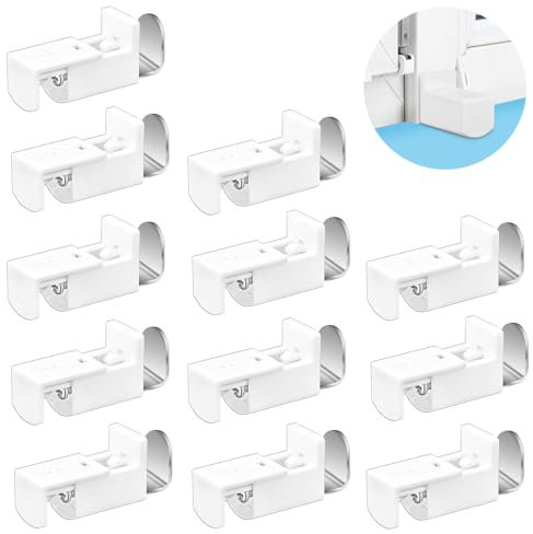 Tapvai 12 Stück Plissee Klemmen, Hohe Qualität Plissee Ersatzteile, Plissee Ohne Bohren Ohne Bohren Klemmhalter, Halterung Verstellbereich 20 mm für Duo Doppelrollo, Gespannt Weiß