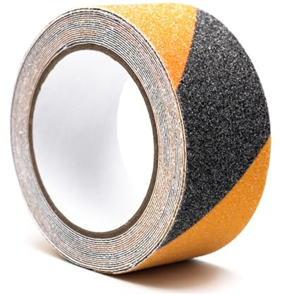 JeiYangYaa Anti-Slip Safety Tape, Heavy Duty, Yellow and Black, Strong Adhesive, 5cm x 10m, Indoor/Outdoor Use (black+yellow, 5cm*10m)