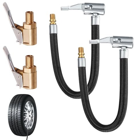 WZWZO Reifenfüller Schlauch Ersatz,4 Stück ReifenfüLlschlauch,35cm Reifenfüller Schlauch, Tragbarer Reifenluftfutter Ventil Anschluss,Verlängerungsschlauch Für Luftdruck Kompressoren Luftpumpe