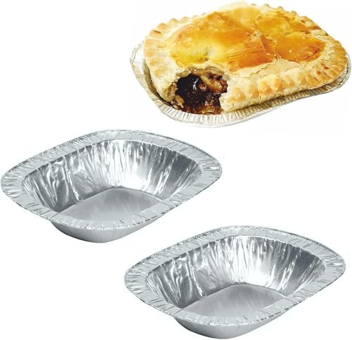 100 x Small Oblong Steak and Kidney Pie Foil Dishes - Rolled Edge | Disposable Aluminium Foil Trays for Baking, Freezing & Cooking | Food-Grade, Oven & Freezer Safe, Ideal for Catering & Home Use