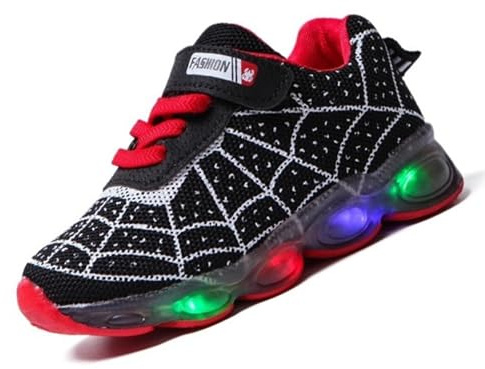 Emisünde Zapatillas LED unisex for niños, 7 colores luminosos, ligeras, for correr, de malla transpirable, for Navidad, Halloween y fiestas.(black,23 EU)
