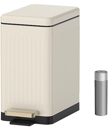 Mbillion Badezimmer-Mülleimer mit Deckel - Edelstahl Schritt Slim Abfalleimer, Metall-Abfallkorb 10L/2,6 Gallonen rechteckiger Pedal-Mülleimer für schmale Büros, Küche, Schlafzimmer, Toilette - Sof