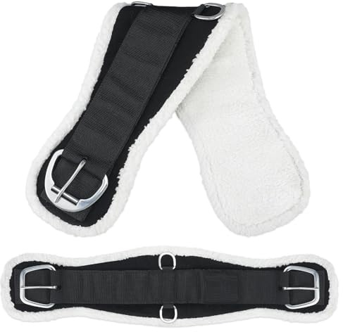 Soulchen Fleece Horse Cinch with Removable Liners 30 Inch Breathable Adjustable Horse Cinch Girth Merino Wool Soft Western Girth for Roping Western Saddle Barrel Racing Trail Riding Rodeo Travel