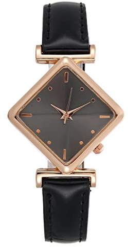 Ms. Watches - Reloj analógico de cuarzo de piel para hombre, estilo informal, con fecha de negocios, reloj de piel para hombre, negro, talla única