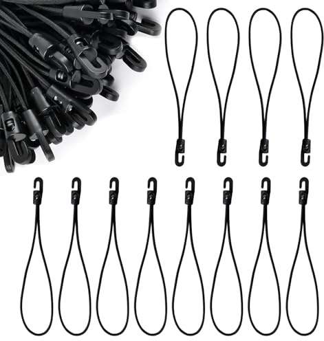 Jyvlucient Bungee Cords with Hooks 8 Inch 30PCS Elastic Bungee Ropes with Hooks 35KG Max Load Straps Short Tarpaulin Hook Small Bungee Rope for Camping Tarp Tents Canopy and Fixings Black