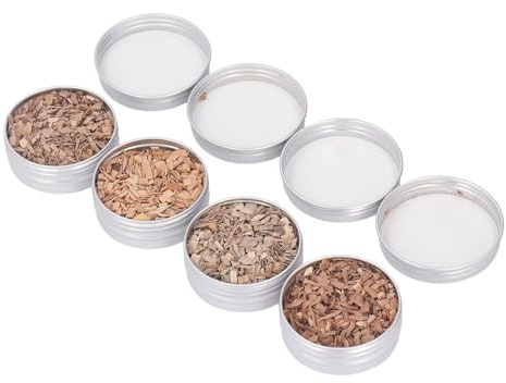 POENVFPO Ahumador de Cócteles, Astillas de Madera, 4 Sabores para Whisky, Carne de Res, Cerdo, Pollo, Pescado, Bebidas Ahumadas, Parrilla, Roble, Nuez, Cereza, Manzana, Adecuado para Uso en Bares