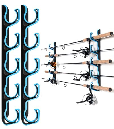 Ghosthorn Angelrutenhalter für Garage, Decke oder Wandmontage-Robuste Aufbewahrungslösung für Angelgeräte, Platzsparende Rutenhalter Wand, Rod Pod für Zuhause & Unterwegs (Blau,1 Pack)