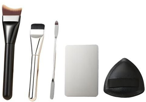 HAPPOW 5Pcs Make Up Spatula Tool with Makeup Palette, Reusable Beauty Tools for Women Girl Korean Makeup, Make up Palettefor Mixing Makeup Cosmetics Or Nail Art Palette