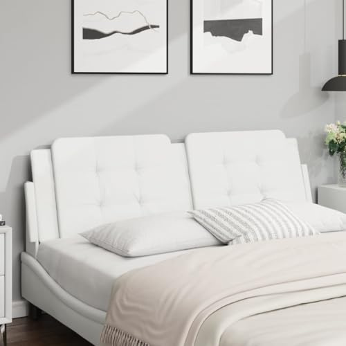 Owoxanthellate Kopfteil Zadar 152 cm Kunstleder Bettkopfteil Weiß Modernes Design mit Schaumstoff Gepolstertes Wandkissen für Boxspring 160 cm Matratzenbreite geeignet