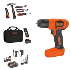BLACK+DECKER 8V MAX 57-Piece Cordless Drill and Household Tool Kit for Home with Tool Storage Bag (BDCD8PK)