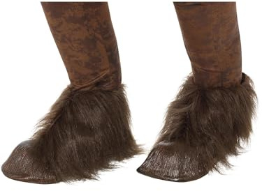 Smiffys Beast Krampus Demon Hoof Shoe Covers, Brown – Latex and Faux Fur Foot Covers for Adults, Realistic Demon or Beast Costume Accessory for Christmas Halloween Fancy Dress