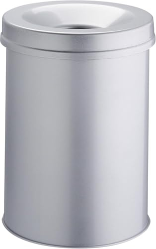 Durable Papierkorb Safe rund 30 Liter, grau, 330610 | Stahl mit Epoxidharzbeschichtung, selbstlöschend, Durchmesser 315 mm, Höhe 492 mm, für Büro & Gewerbe