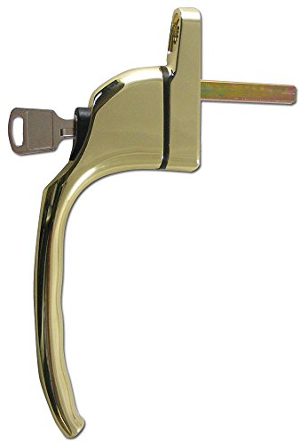 Yale P-YWHLCK40N-PB Universal Window Handles, fits Right or Left Handed Windows, 40mm Spindle, Lockable, Visi Packed, Suitable for PVCu Windows, Polished Gold Finish