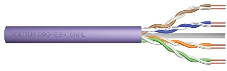 DIGITUS DK-1613-VH-1 - Cable de Red RJ45 (U-UTP, Cat. 6, par Cruzado), púrpura | LSZH sin halógenos – AWG 23/1 – Compatible con PoE – 1 Gbit/s – 250 MHz – Cable de instalación LAN, cable Ethernet – Violeta