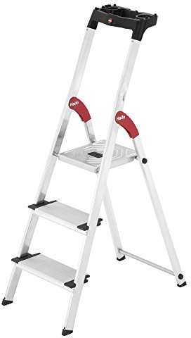 Hailo 8040-307 XXL safety ladder, 3 steps, multifunction tray, 130 mm deep steps, made in Germany