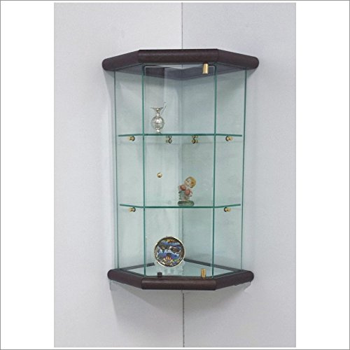 VM ART DESIGN GLASS BY VETRERIA MICELI Glashängevitrine zur Wand Winkel VM502T-TR (Holz dunkel Nussbaum Farbe)