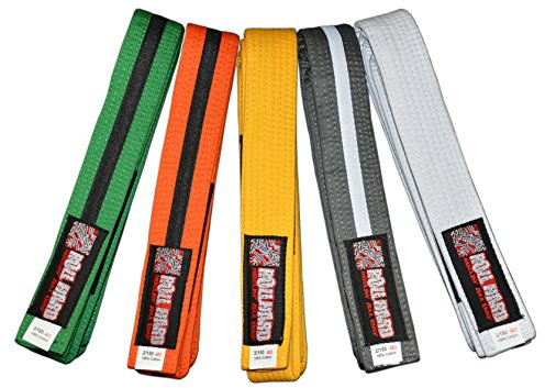 ROLL HARD Brand - Youth IBJJF Belts (Grey/White Stripe, M2)