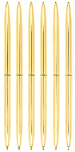 NUOLUX Dual Heads Rotation Metall Kugelschreiber Blue Ink Pen, 6PCS (Golden)