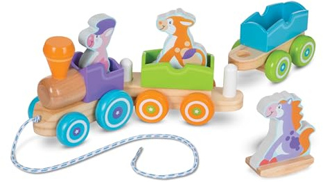 Melissa & Doug First Play Wooden Rocking Farm Animals Pull Train