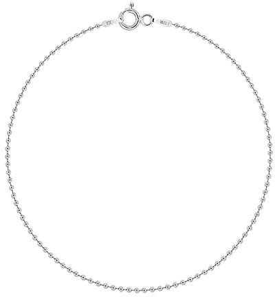Planetys - Chaîne de Cheville Argent 925/1000 Rhodié Maille Boule 1 mm