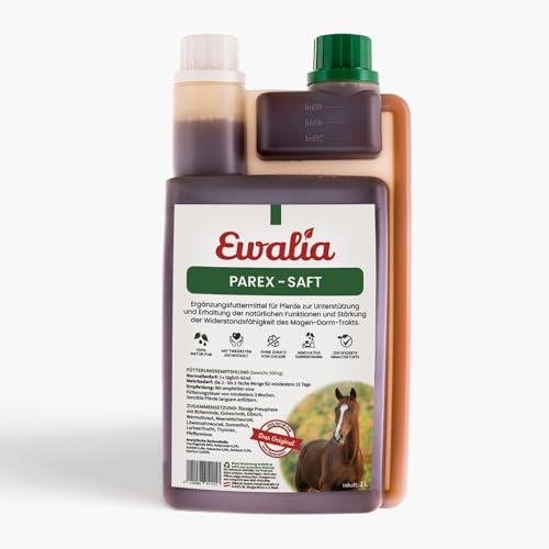 NEU! EWALIA Parex-Saft - Natürliche Unterstützung für das Magen-Darm-Wohlbefinden Ihres Pferdes - Schutz und Stärkung von innen, mit Tierärzten entwickelt, 100% Natur pur, frei von Zusätzen, 1 Liter