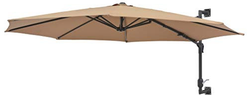 Festnight Parasol Mural Parasol de Jardin en métal Parasol d'extérieur Parasol pour Patio Balcon 300 cm Taupe