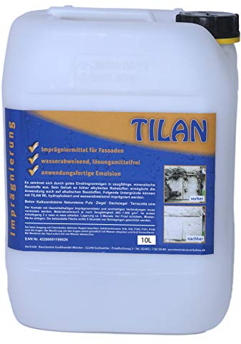 10 Liter TILAN Imprägniermittel Hydrophobiermittel | Imprägnieren von Beton aller Art | Umweltfreundliche Emulsion | nachträgliche Hydrophobierung von Baustoffen | verarbeitungsfertig