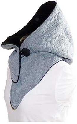 Kapuzenschal, Zopf Jacquard, Fleece schwarz