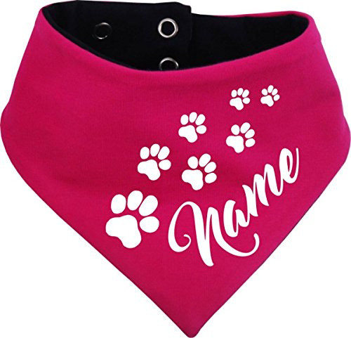 Hunde Wende- Halstuch mit Wunschtext (pink-Navy) (Gr.4 - HU 45-52 cm)