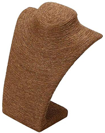 HomeDecTime Support De Présentoir De Bijoux De Mannequin De Buste D'affichage De Collier, Lin, 3 Tailles - Marron, S