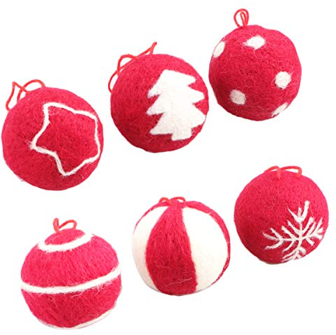 VALICLUD Weihnachtsanhänger 6Pcs Weihnachten Wolle Filz Ball Anhänger Weihnachtsbaum Hängen Wolle Ball Urlaub Party Dekoration Feiertagsparty Liefert