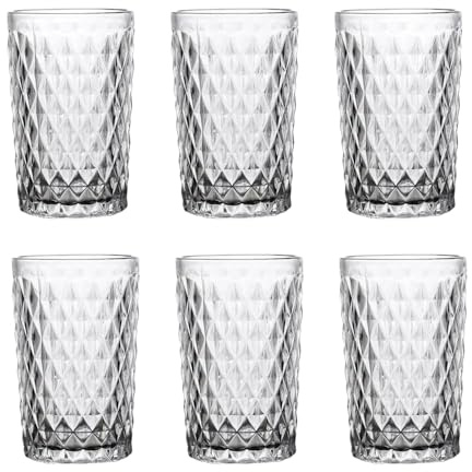 Set di 6 calici da vino e bicchieri colorati con motivo a diamante, bicchieri da cocktail con rilievo, bicchieri in cristallo, calici da vino, bicchieri d'acqua, calici in cristallo (cristallo