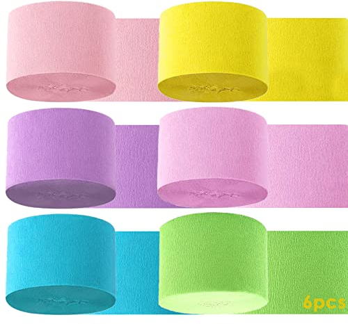 Ginfonr Crepe Paper Streamers Krepppapier Luftschlangen, 6 Stück Pastell Luftschlangen Party Luftschlangen Krepppapier, Party Dekorationen, Für Geburtstags Hochzeits Familientreffen Party