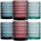 ZOOFOX 6 Pack 12 Oz/350ml Romantic Water Glasses, Colored Hobnail Glasses Tumbler, Embossed Drinking Glassware Set for Beer, Cocktail, Soda, Beverages and Whiskey