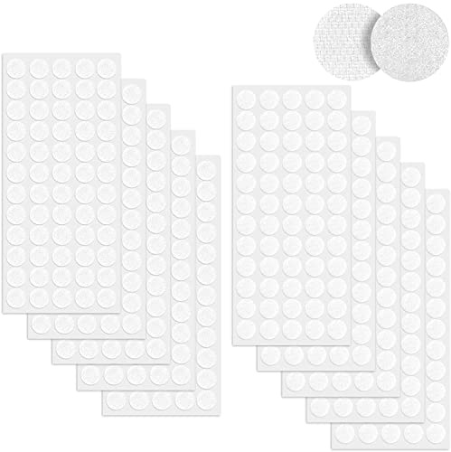 Klettpunkte Selbstklebend 20mm, 600 Stück Weiß Rund Klett Klebepunkte | Doppelseitig Klebende Klettverschluss für Papier, Kunststoff, Glas, Leder, Metall
