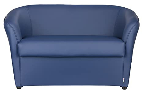 Totò Piccinni Divano POZZETTO 2 posti Alta QUALITA' Made in Italy A.76xL.123xP.67cm (Ecopelle Blu Scuro)