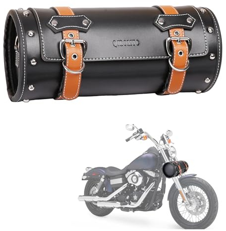 QJBOMTO Motorrad PVC Leder Werkzeugtasche Universal Gabeltasche,Motorrad-Lenkertasche MotorradWerkzeuctasche Rolltasche Satteltaschen Lenkertassche Aufbewahrung Werkzeugtasche,Schwarz3,Einheitsgröße