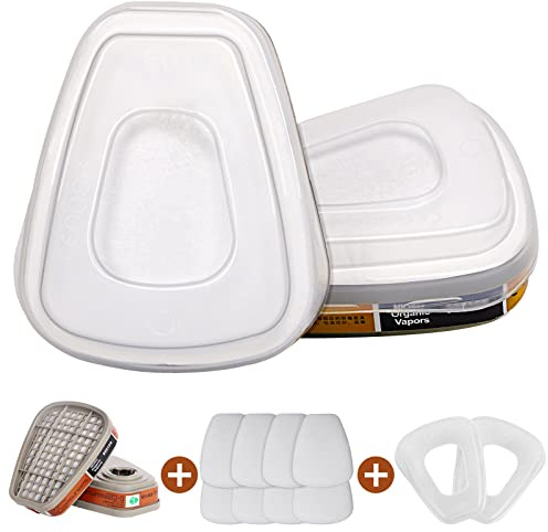 ANUNU Masque de Protection Cartouches filtre pour respirateur, peinture chimique, cartouches de vapeur organiques compatibles avec les respirateurs 6200, 6800, 7502, 7503