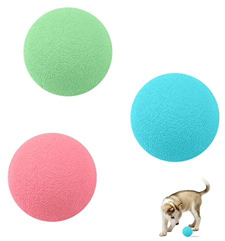 3 Bälle für Hunde, 4 cm, Spielzeug aus Gummi, unzerstörbar, zum Kauen – elastische Tennisbälle für Welpen und Katzen – interaktives Spielzeug für Jagd und Bewegung