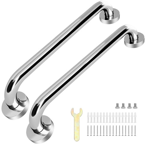 sunzone Haltegriff Bad,Edelstahl,Rutschfest,für Senioren,40cm,2 Stück | Badezimmer Haltegriff, Wandmontage, Rostfrei, für Dusche & Badewanne, Behinderte