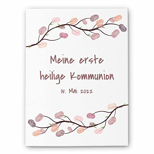 Fingerabdruck Leinwand Kommunion & Konfirmation - personalisiertes Gästebuch für Erstkommunion Taufe Konfirmation - Fingerprint Leinwände für Mädchen & Jungen - besonderes Geschenk (Äste)…