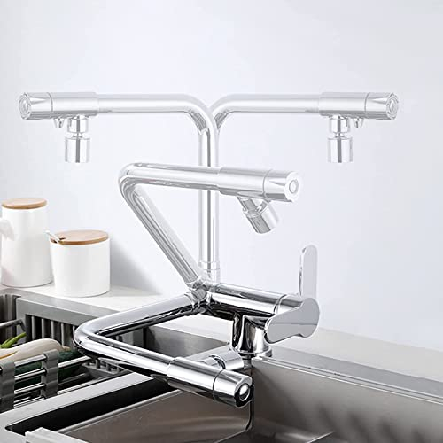 3 Wege Wasserhahn Küche Vorfenster Küchenarmatur Mischbatterie Küche for Osmoseanlage 3 in 1 Trinkwasserhahn 360° Drehbar Spültischarmatur Gebürstetes Einspielermodus (Color : Chrom, Size : Dualmodu