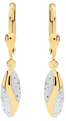 My Gold Damen Ohrringe Gold 333 Echtes Gelbgold & Weißgold (8 Karat) Gold 28mm x 3mm hängende Ohrhänger Aladina