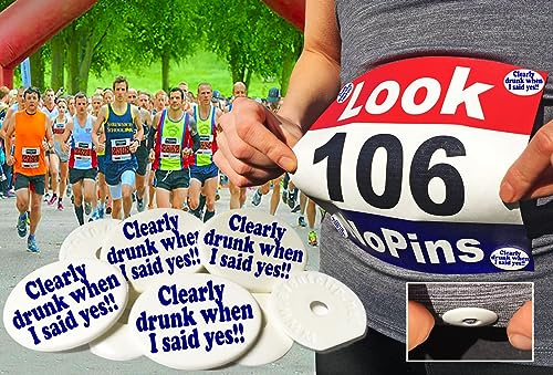 EventClip Race Bib Clips X 4 - Clearly Drunk When I said Yes. Snap-Lock for Securing Running and Cycling Numbers. Made with Recycled Plastic The Original Since 2009 Far better than Magnets.