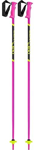 LEKI - Bastoncini da sci Racing Kids, Rosa fluo/Nero/Giallo fluo, 100CM