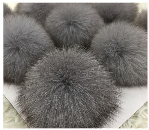 Egurs Kunstfell Bommel Pompon Fellbommel Fuchspelz Flauschige Pompons Ball DIY Bunte Bommeln bälle für Mützen Tasche Schals Schlüsselanhänger Dekoration Zubehör,9cm Hellgrau 1 Stück