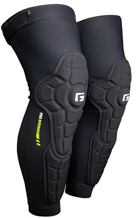 G-Form Pro-Rugged 2 Espinilleras MTB - Protección de Rodillas para Ciclismo, Patinaje y Deportes de Nieve - Rodilleras y Espinilleras de Compresión Acolchadas - Negro, Juvenil Grande/X-Grande